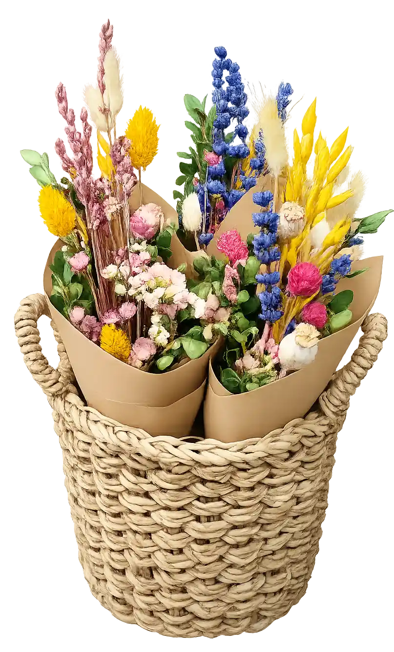 cesta flores secas